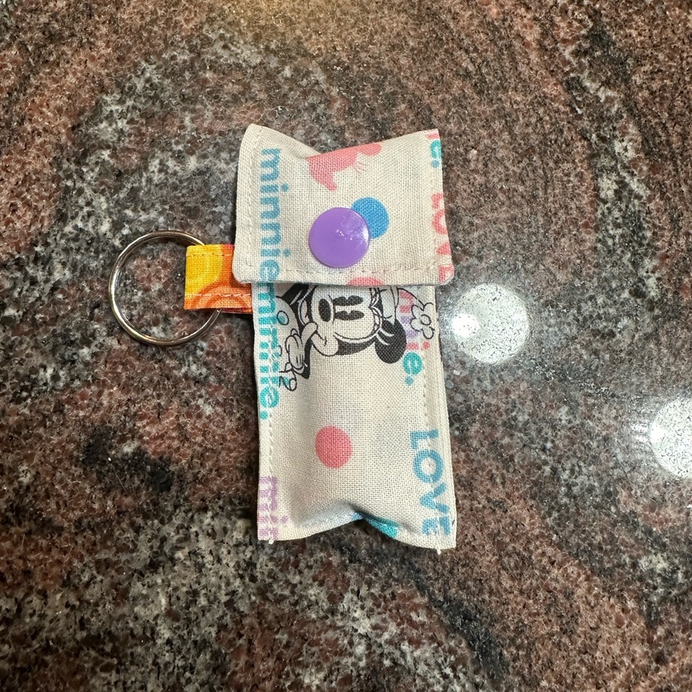 Handmade lip balm holder keychain- Minnie Mouse